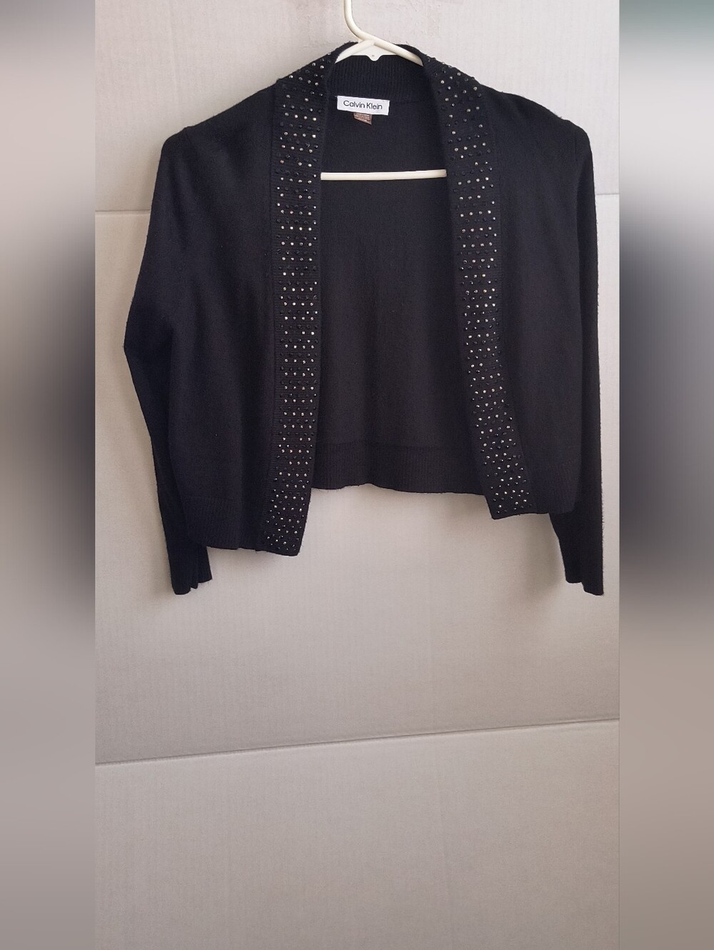 Calvin Klein  Black Cardigan Womens Size Small Rhinestone Cropped